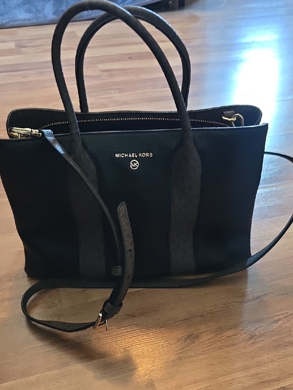 Michael Kors Black Saffiano and Logo-Trim Tote